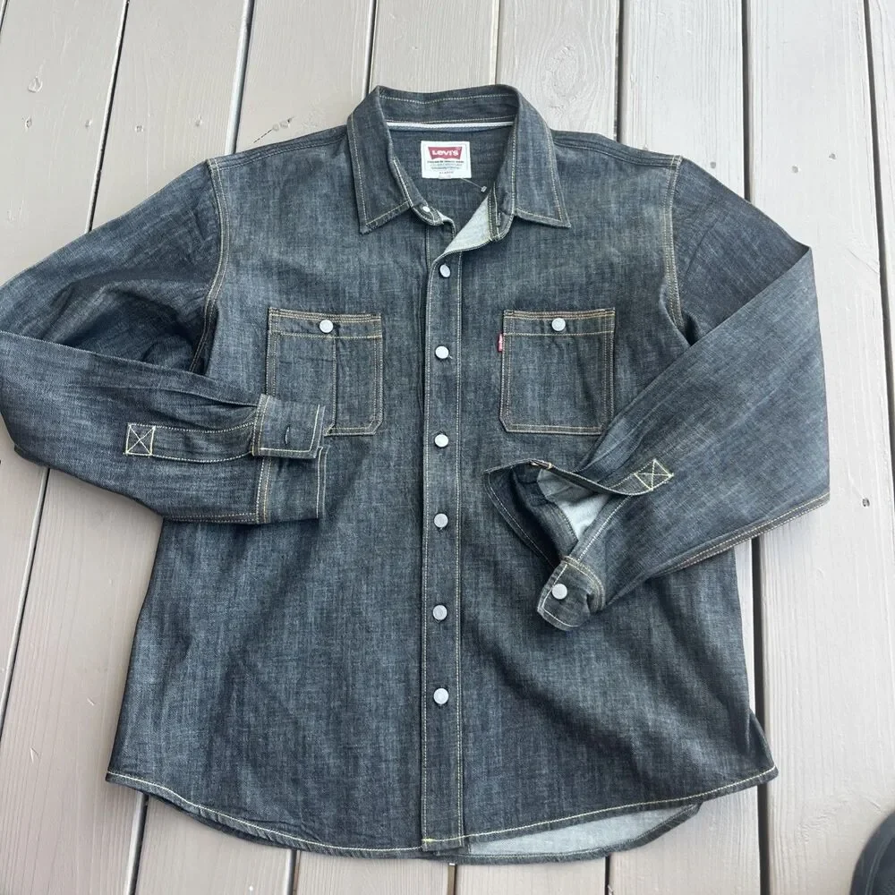 LEVI’s Men’s Jackson Worker Overshirt-jacket Black Cotton Hemp Rinse Size XL - Picture 2 of 15